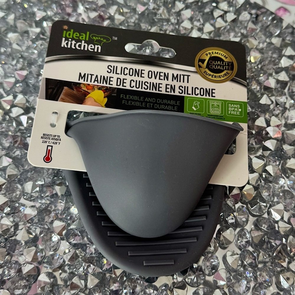 Silicone Oven Mitt brand new grey ribbed soft silicone gray